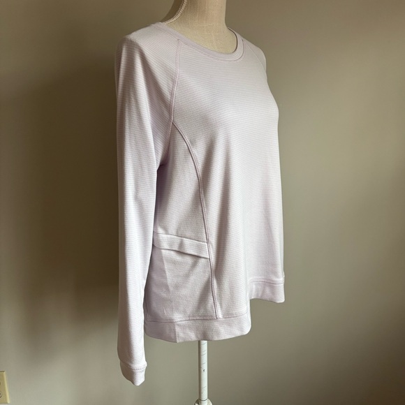 Long Sleeve Striped Tee Crew Neckline Light Purple - Picture 3 of 8